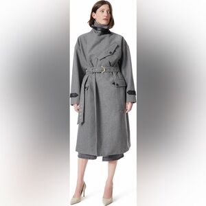 DO Dee Ocleppo Cargo Trench Coat Gray Utility Longline Designer Nordstrom NWT S